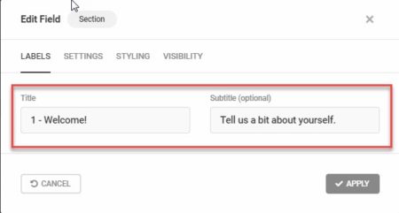 Forminator: Section Title and Subtitle