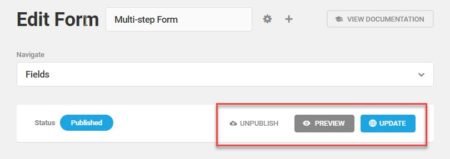 Forminator: Save Draft | Preview | Publish