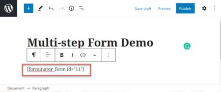 Forminator: Embed Form